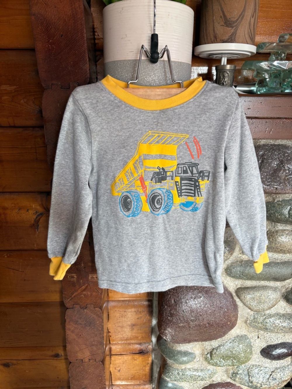 3/$25 Kirkland Construction Grey Sweatshirt with Yellow Trim and Dump Truck